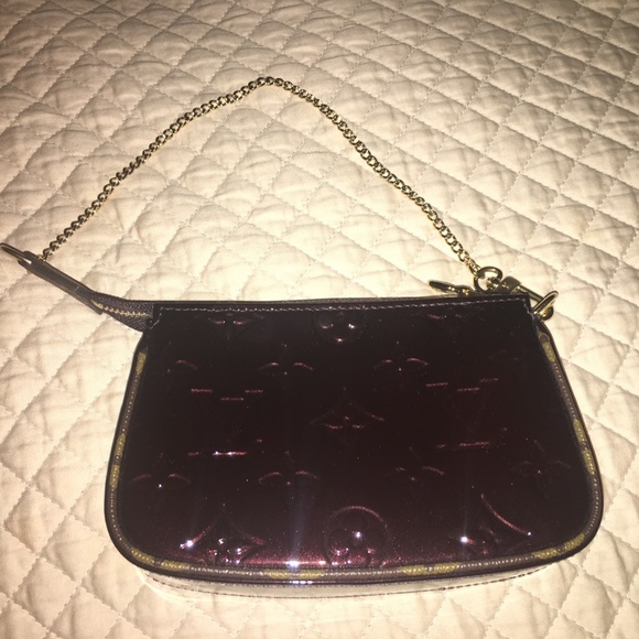 Louis Vuitton Vernis Mini Pochette Amarante Patent Leather Bag Brand New - Picture 2 of 14